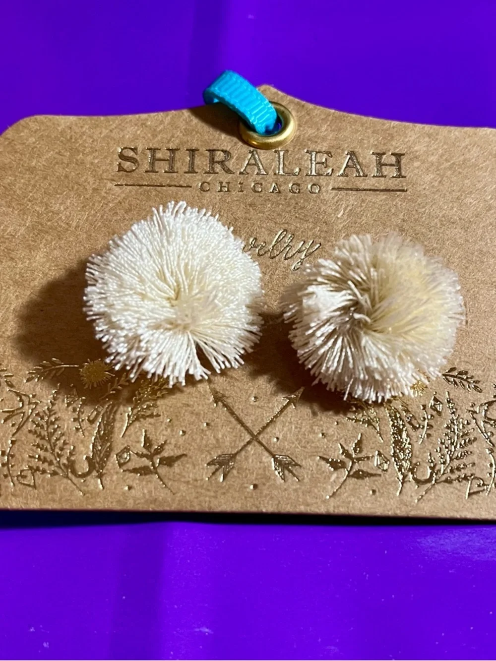 Shiraleah Pom Pom Earrings in Cream